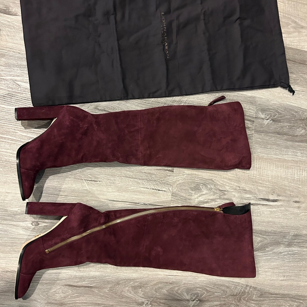 Donna Karan Ariela Burgundy Over the Knee Boots